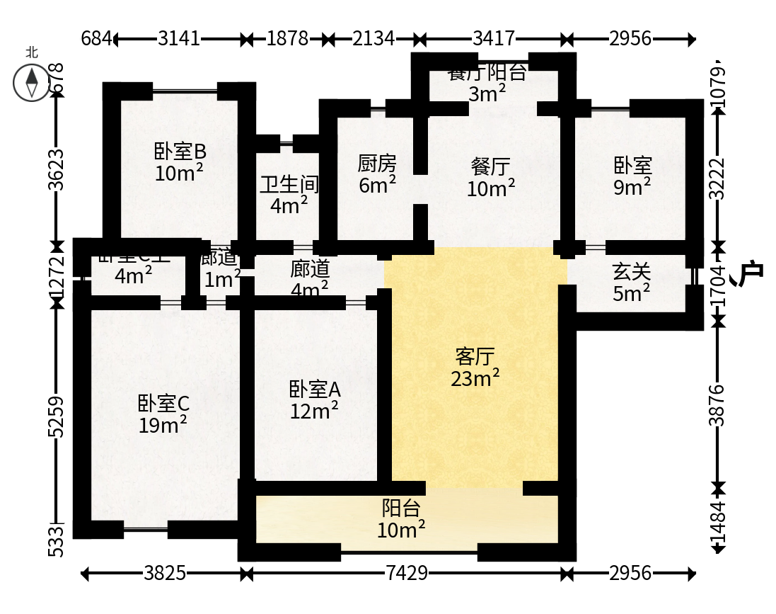 中海阅溪府  4室2厅2卫   220.00万户型图