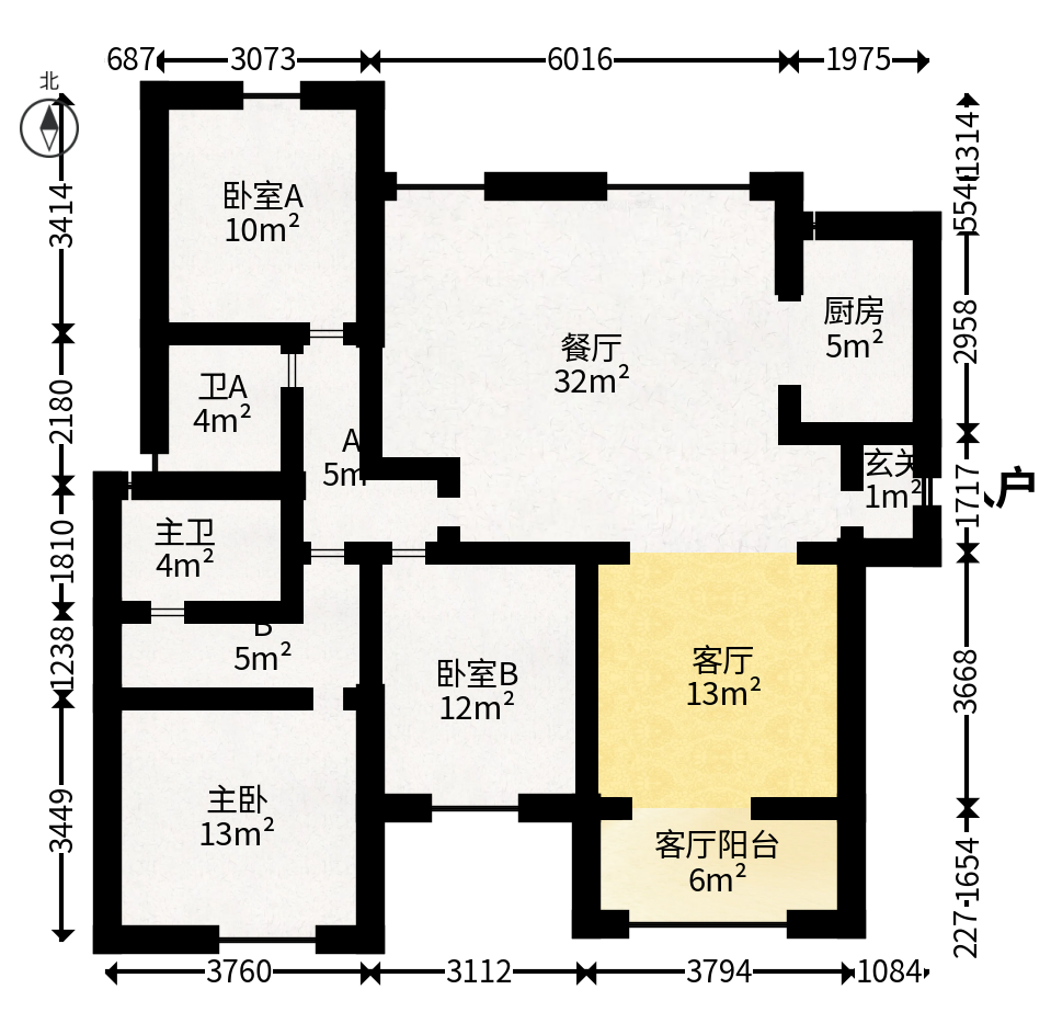 万科里金域国际  4室2厅2卫   299.00万户型图