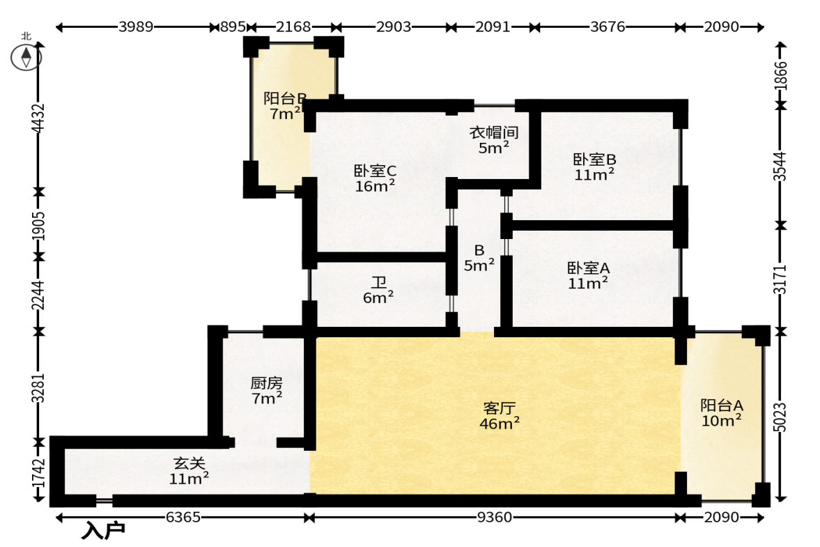 欧陆经典  3室2厅1卫   155.00万户型图