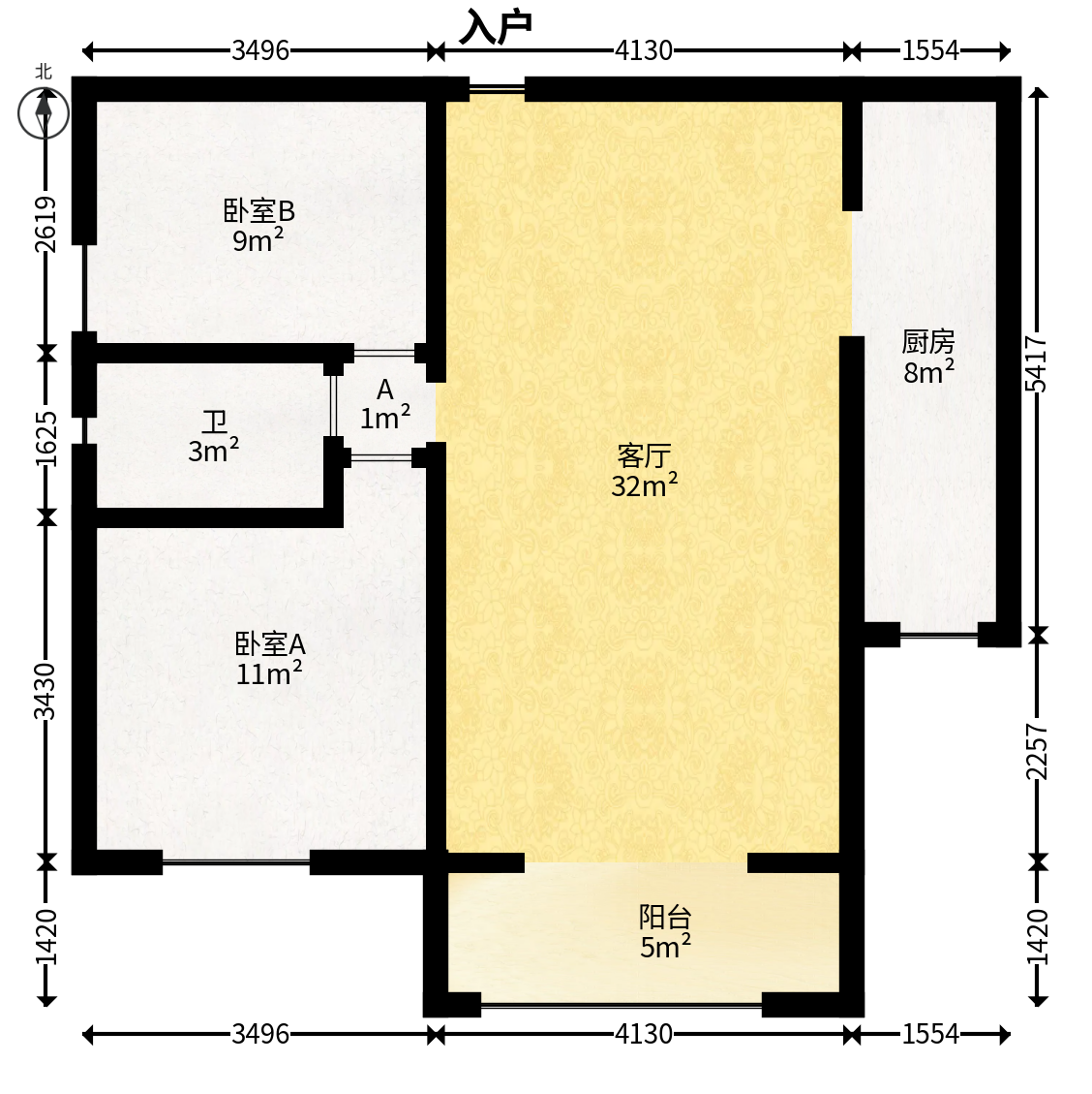 高鑫麓城  2室2厅1卫   90.00万户型图