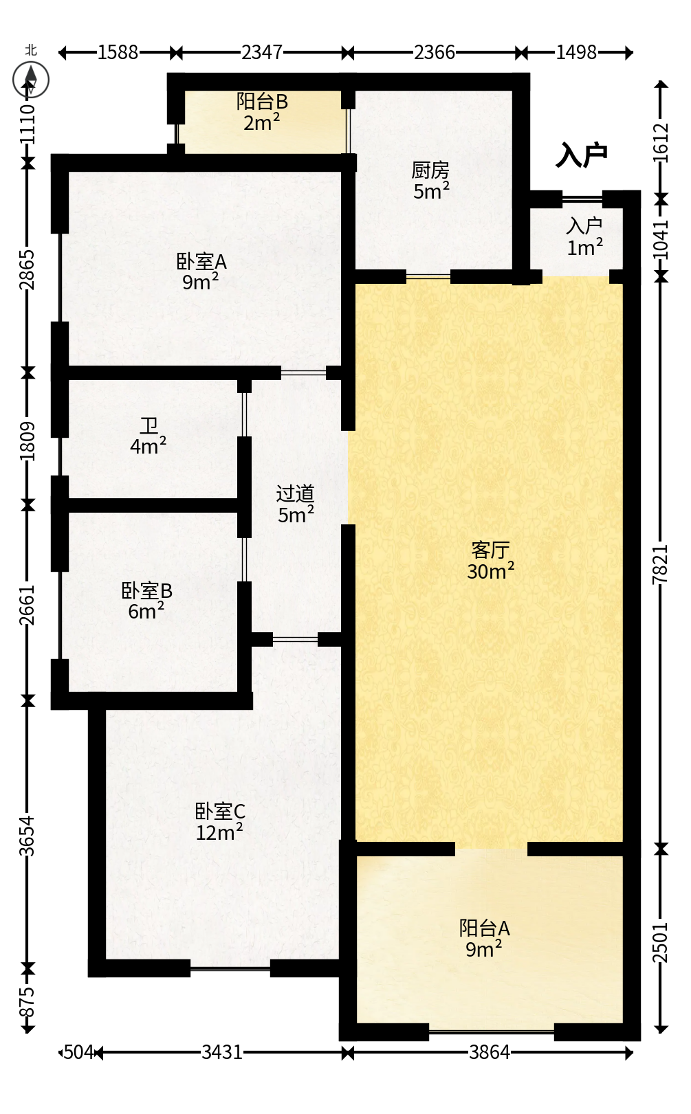 长房半岛蓝湾（观山月）  3室2厅1卫   85.00万户型图