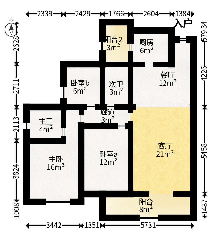 保利麓谷林语E区  3室2厅2卫    92.8万户型图