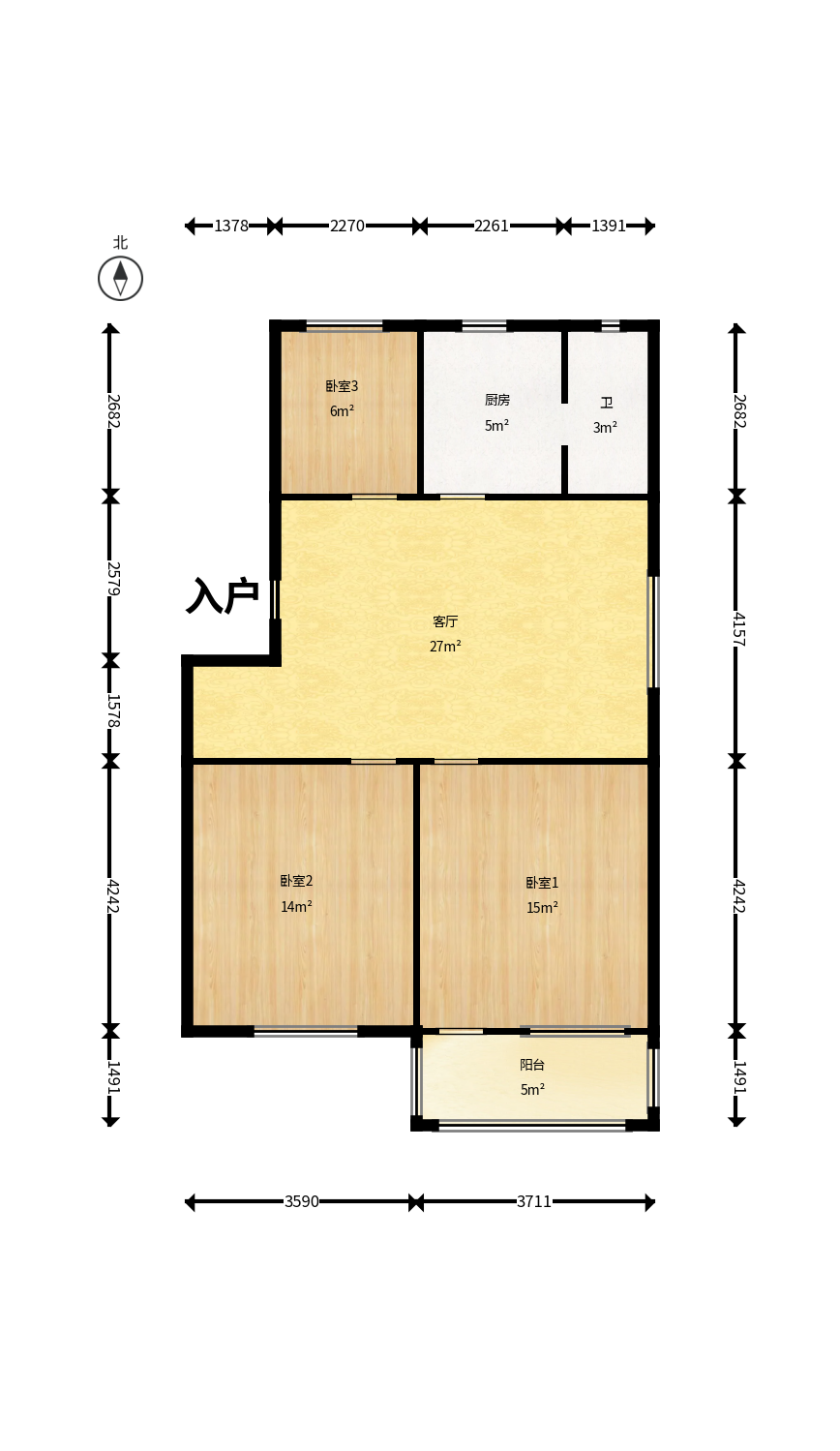 广厦新村  3室2厅1卫   31.80万户型图