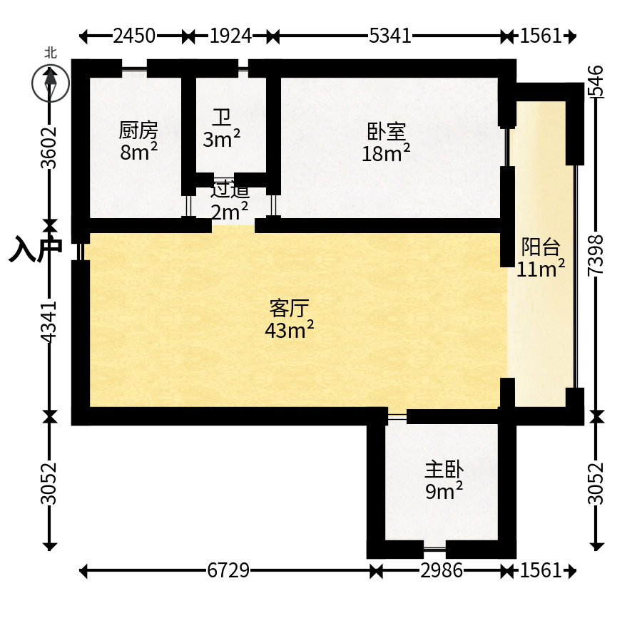 铁银大厦  2室2厅1卫   90.00万户型图