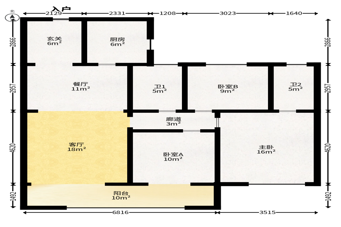 建投象山国际  3室2厅2卫    149.98万户型图