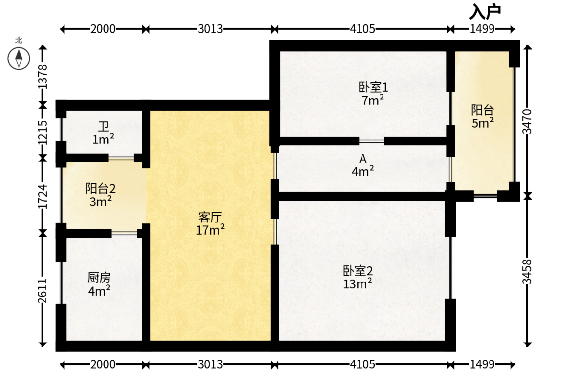 长重机械厂宿舍  2室2厅1卫   45.00万户型图