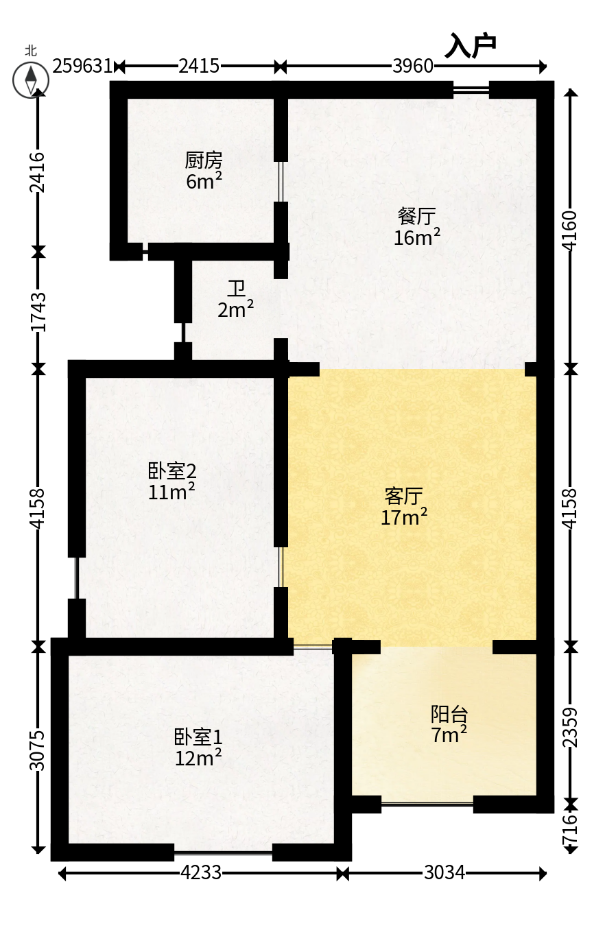 湘府9号  2室1厅1卫   69.00万户型图