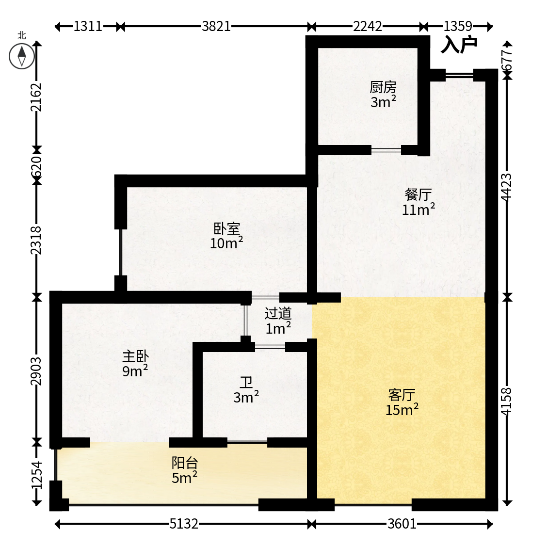 蝴蝶谷  2室1厅1卫   39.80万户型图