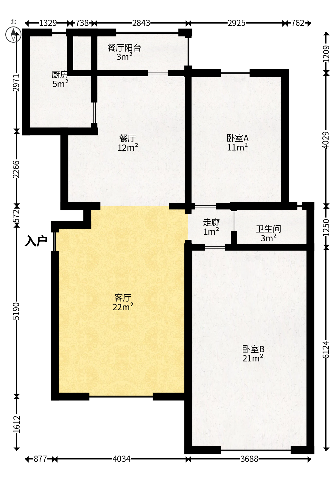 富景园  2室1厅1卫   80.00万户型图