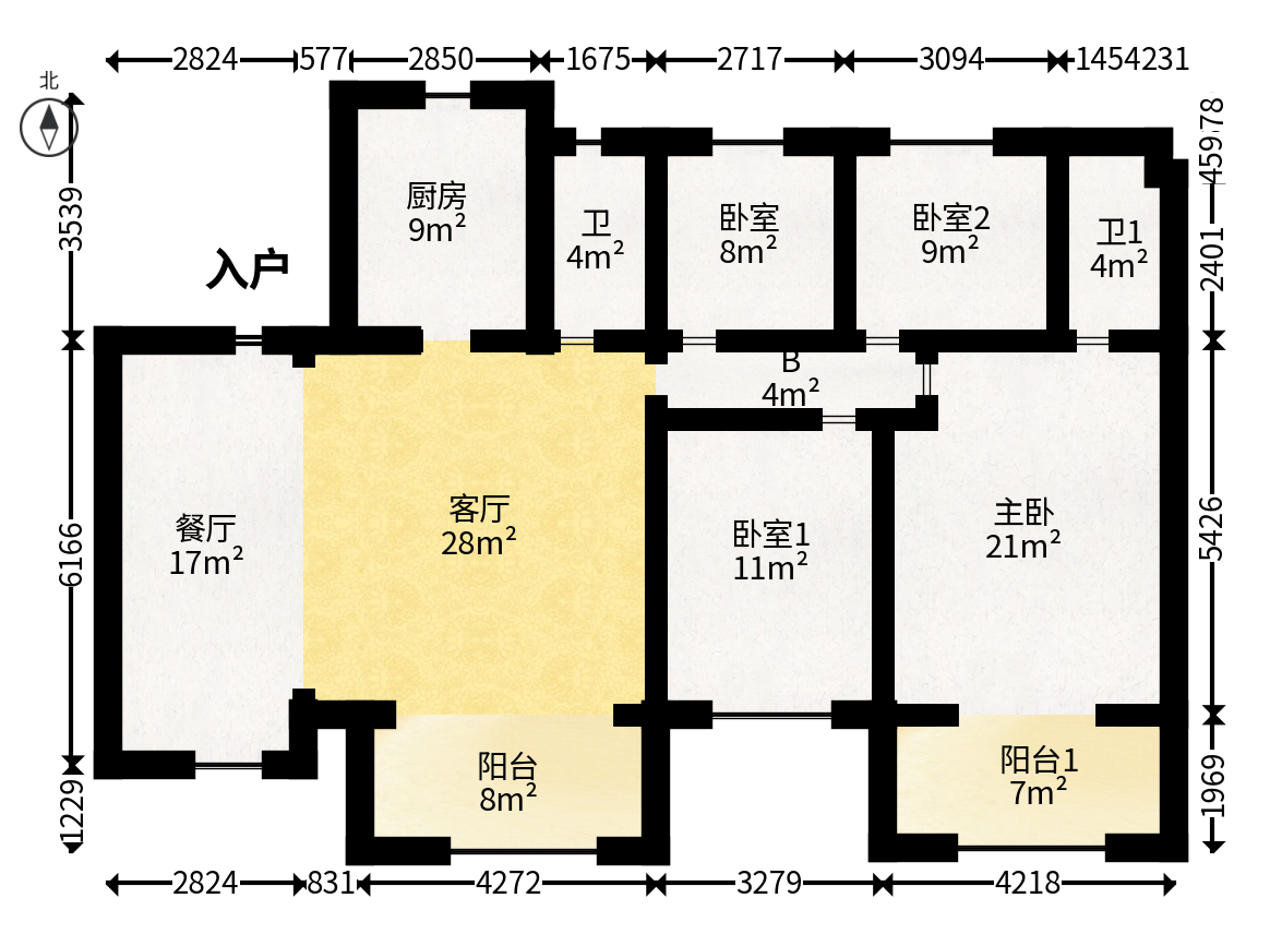 碧桂园翘楚棠  4室2厅2卫   192.00万户型图