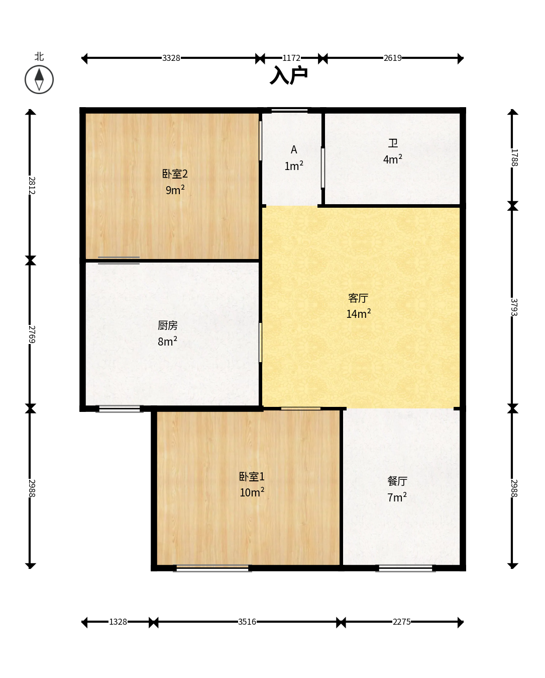 时代公馆  2室2厅1卫   60.00万户型图