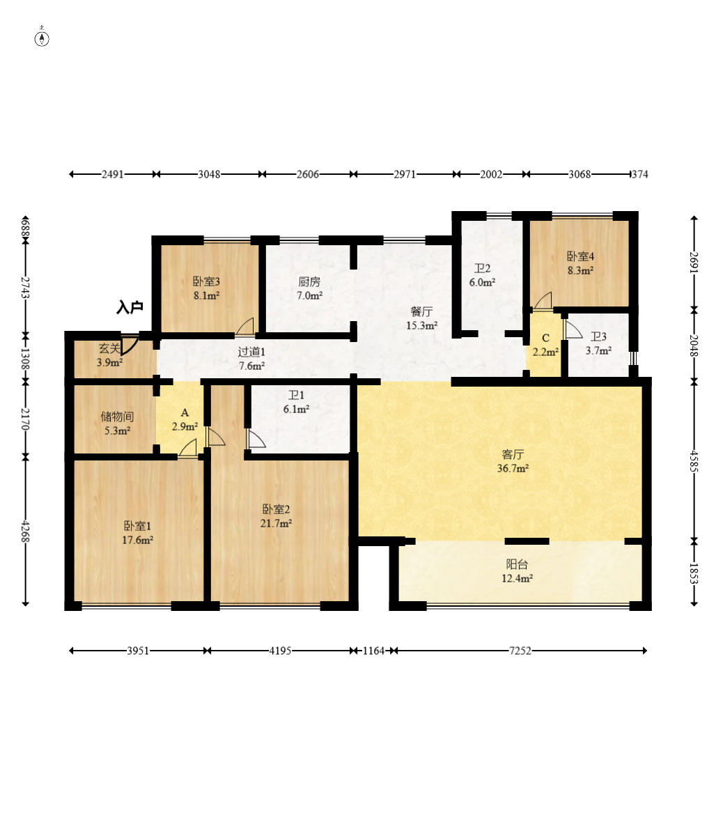 越秀湘江星汇城二期  1室0厅0卫    230.0万户型图