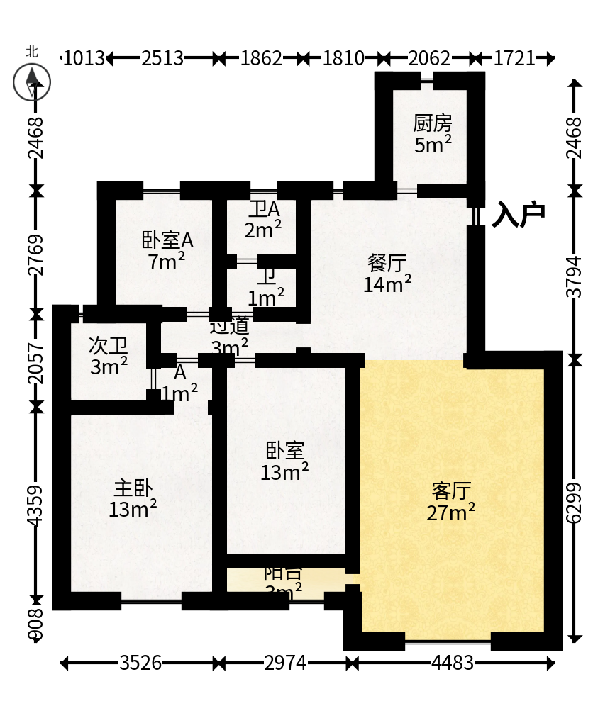 筑梦园  3室2厅1卫   71.80万户型图