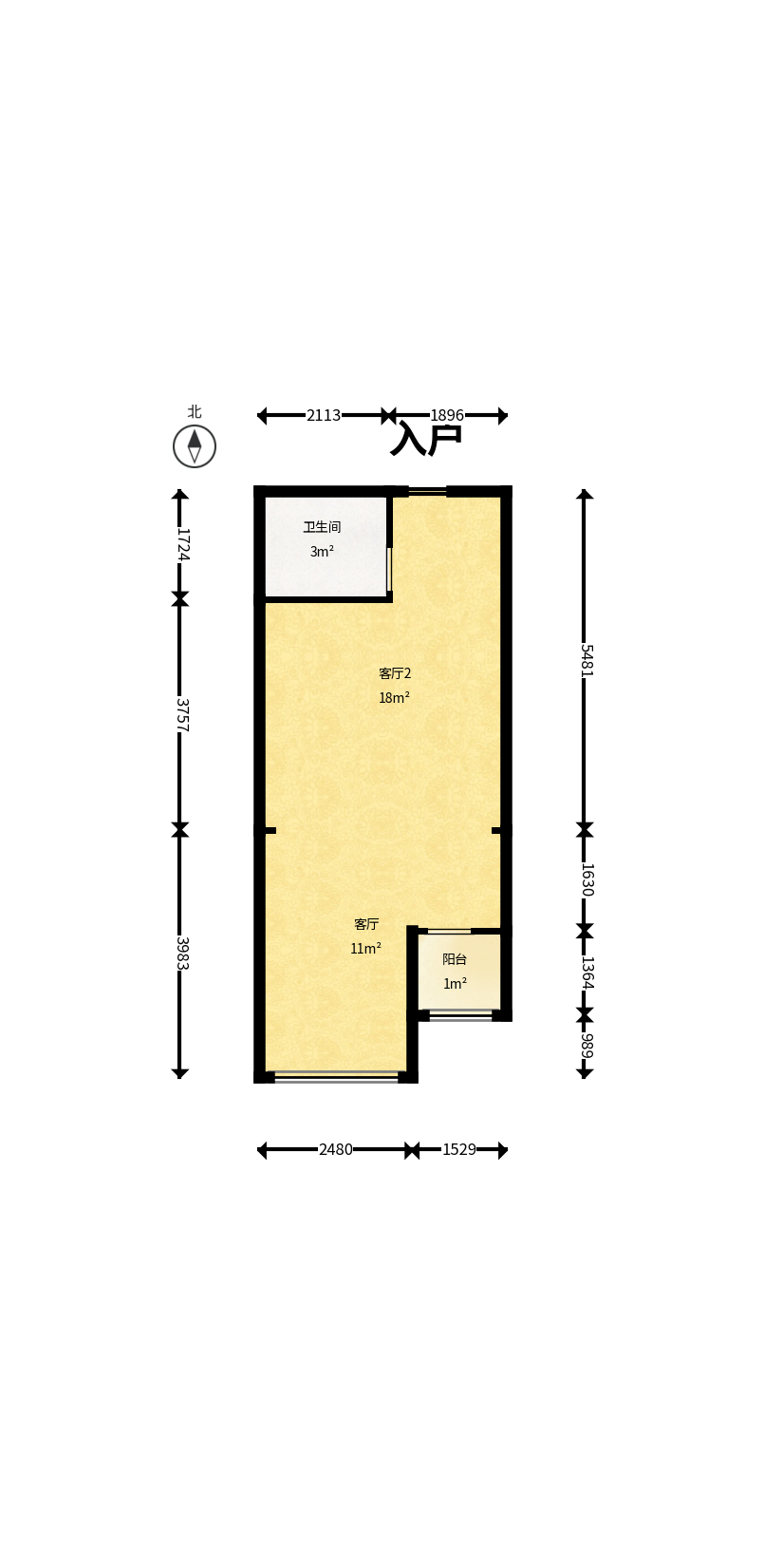 方略90公馆  1室1厅1卫   28.00万户型图