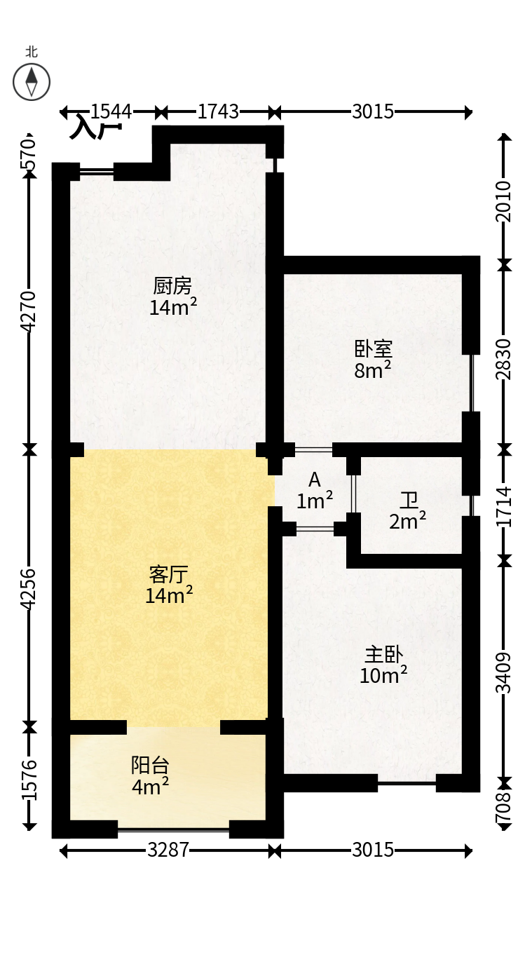 凯通国际城（凯通朝庭）  2室1厅1卫   70.00万户型图