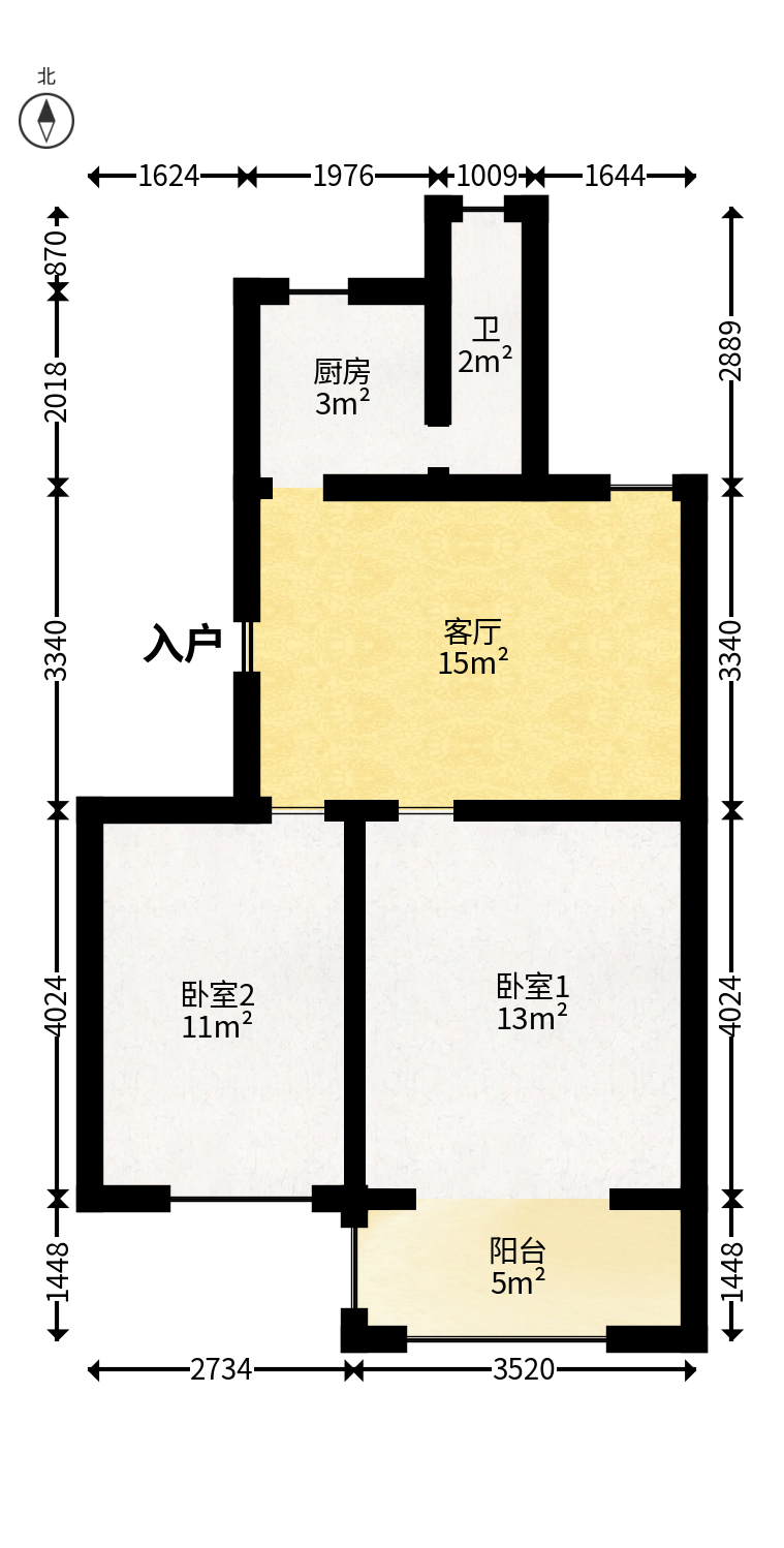 广厦新村  2室1厅1卫   35.80万户型图
