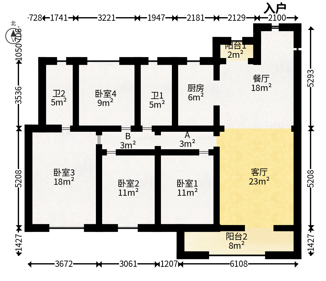 旭辉国悦府  4室2厅2卫   196.00万户型图