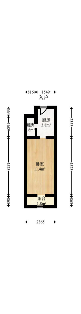 万科金域缇香  1室1厅1卫   24.00万户型图