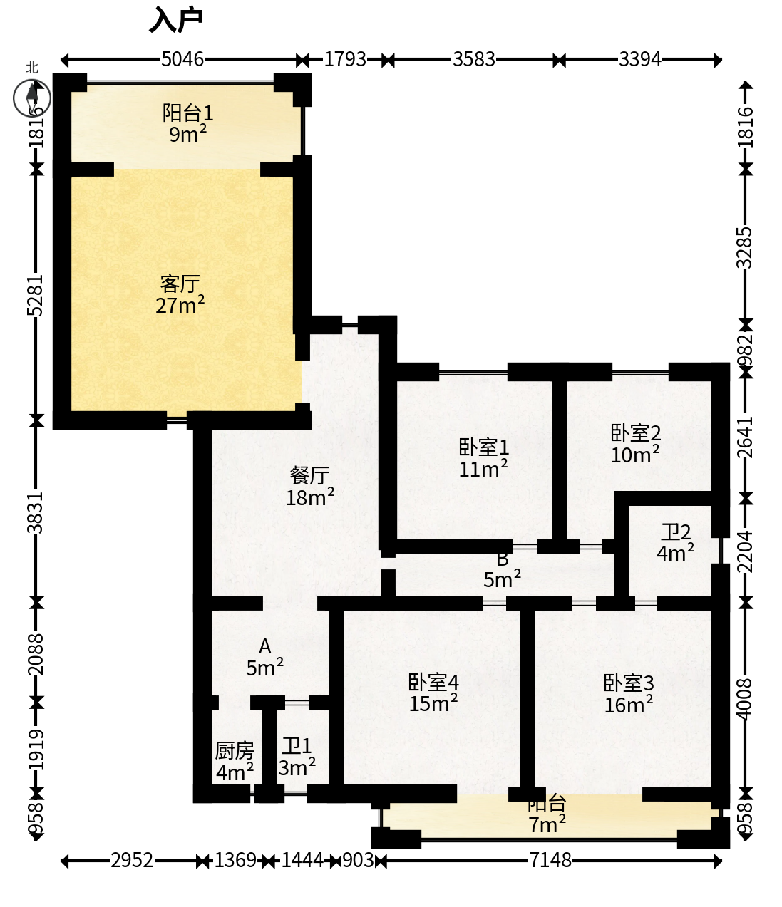 城南郡  5室2厅2卫   135.00万户型图