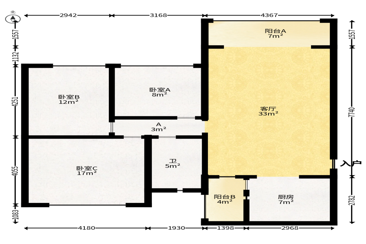 恒大雅苑  3室2厅1卫   112.00万户型图