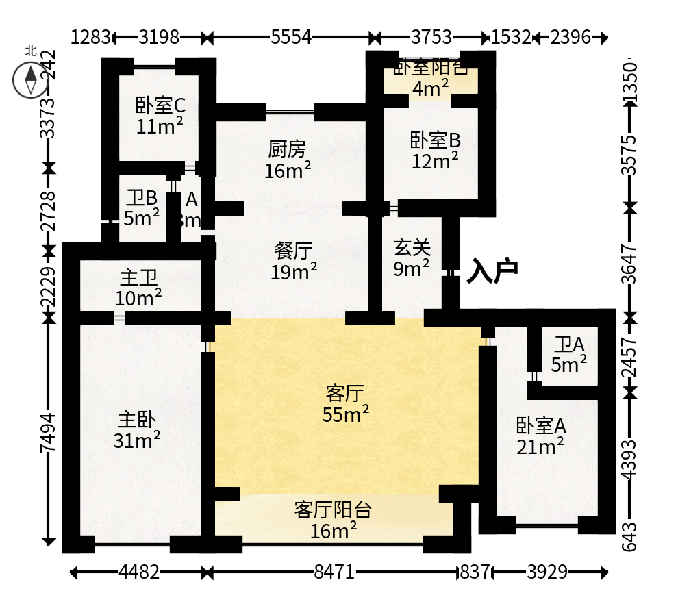 长沙悦府（华润万象城）  4室2厅3卫   580.00万户型图