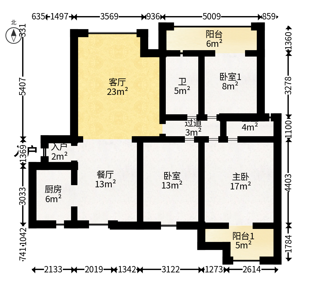 湘域城邦（湘域国际中心）  3室2厅1卫   230.00万户型图