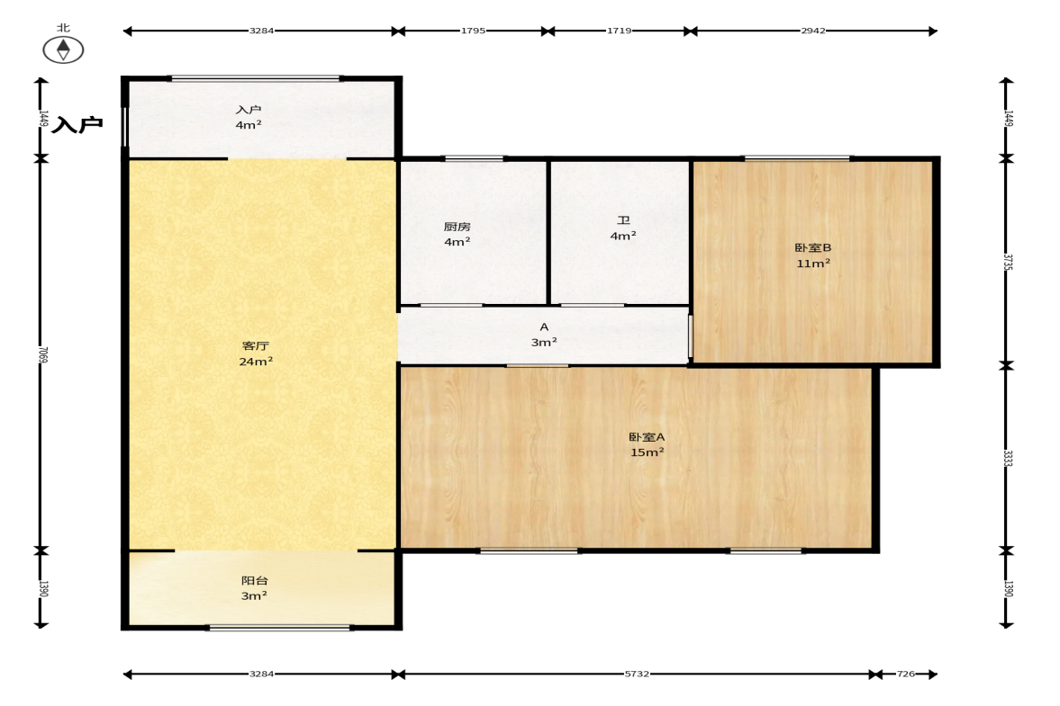 高鑫麓城  3室2厅1卫    94.0万户型图
