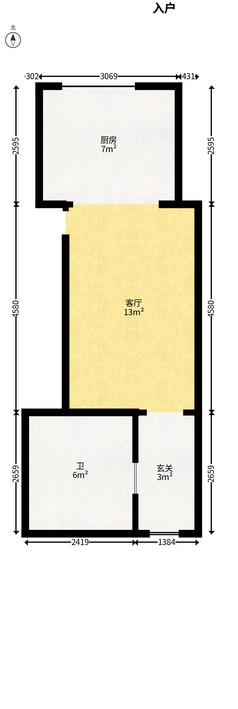 富兴时代御城  2室1厅1卫   100.00万户型图