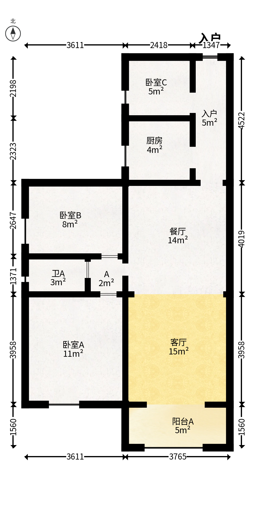 华悦城  2室2厅1卫   70.00万户型图