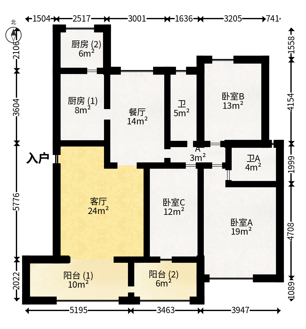 望兴景园一期  3室2厅2卫   130.00万户型图