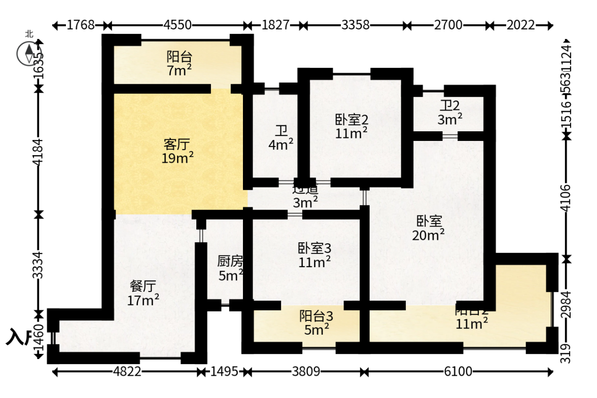 永祺西京  3室2厅2卫   168.00万户型图