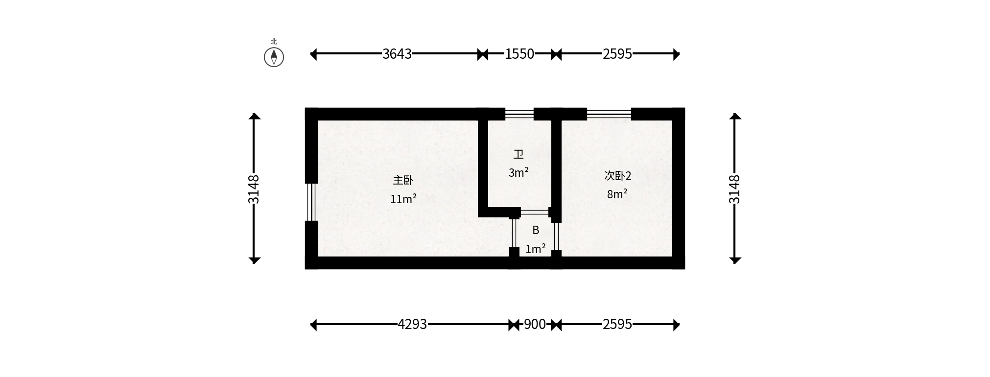 家和院  3室1厅1卫   69.80万户型图