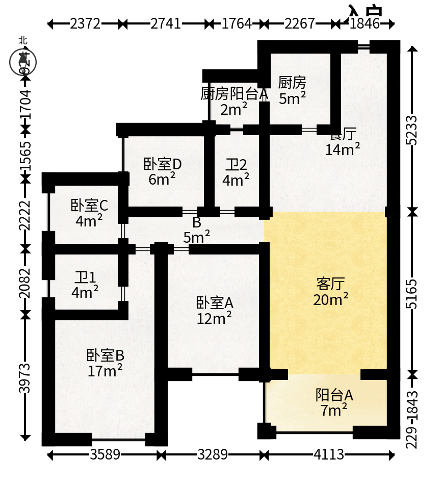 保利茉莉公馆  3室2厅2卫   160.00万户型图
