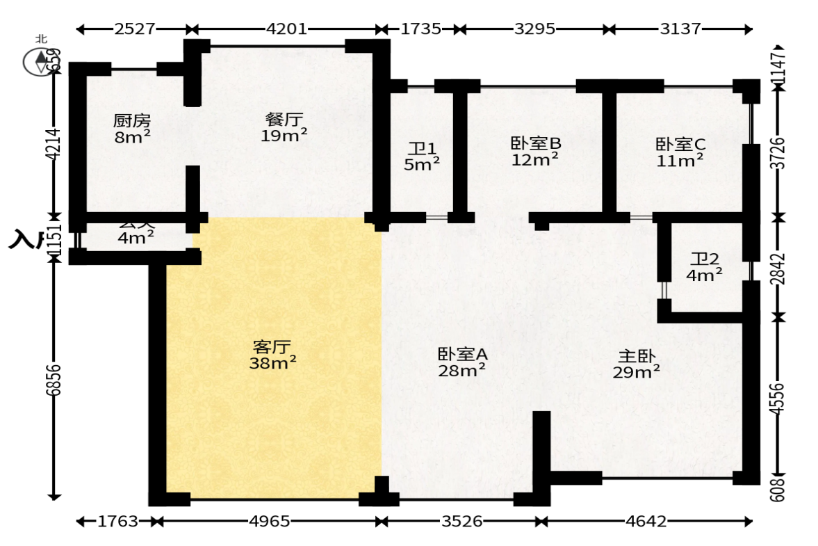 建投象山国际  4室2厅2卫   185.00万户型图
