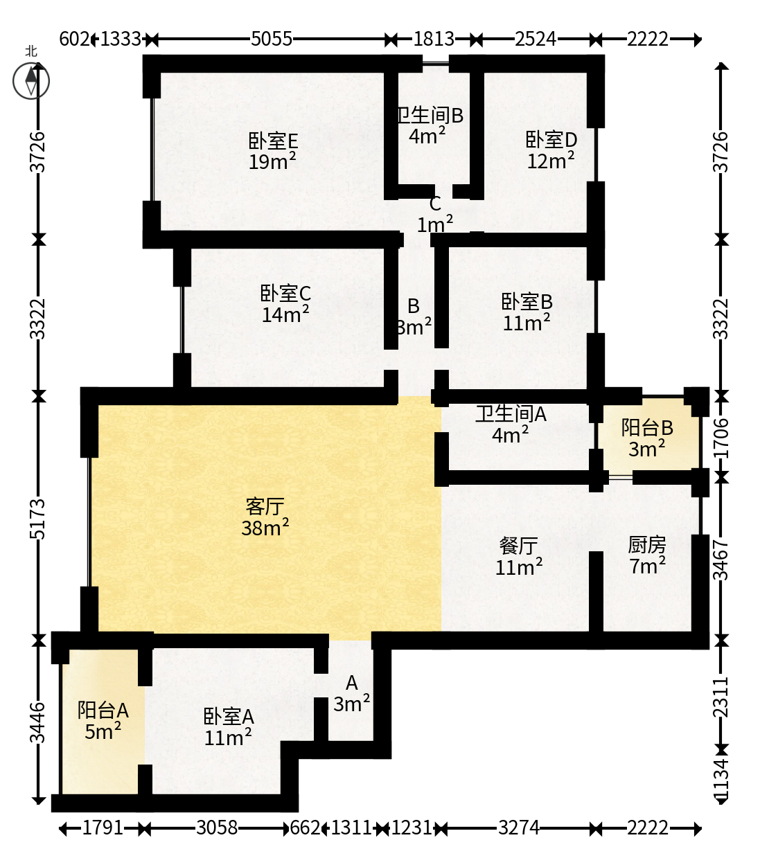 山水嘉园  5室2厅3卫   140.00万户型图
