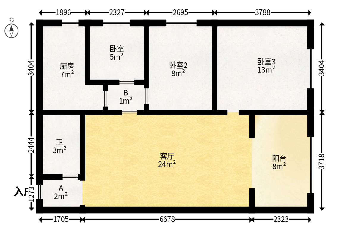 麓谷小镇  3室2厅1卫   61.80万户型图