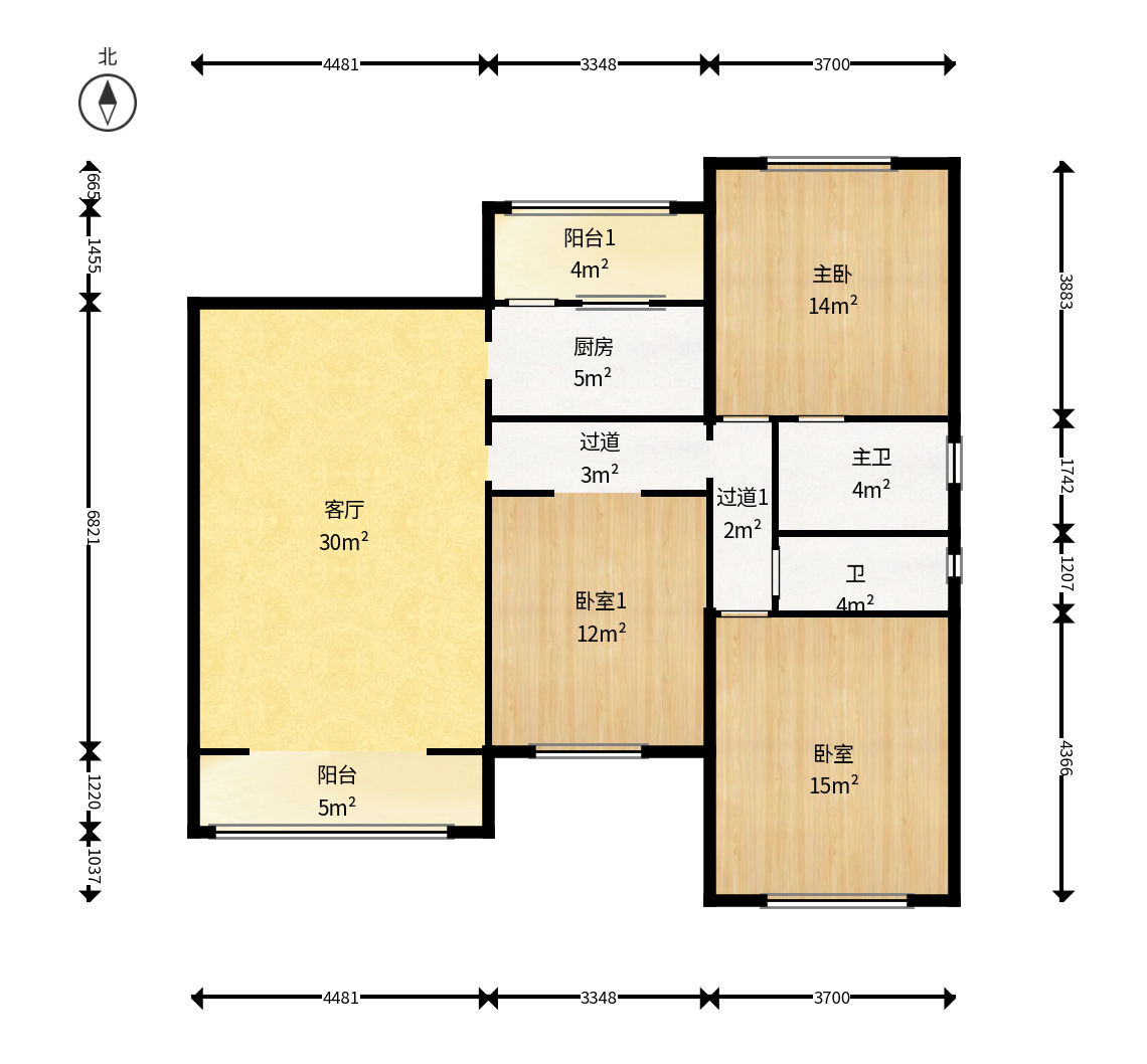 颐美园  3室2厅2卫    100.0万户型图