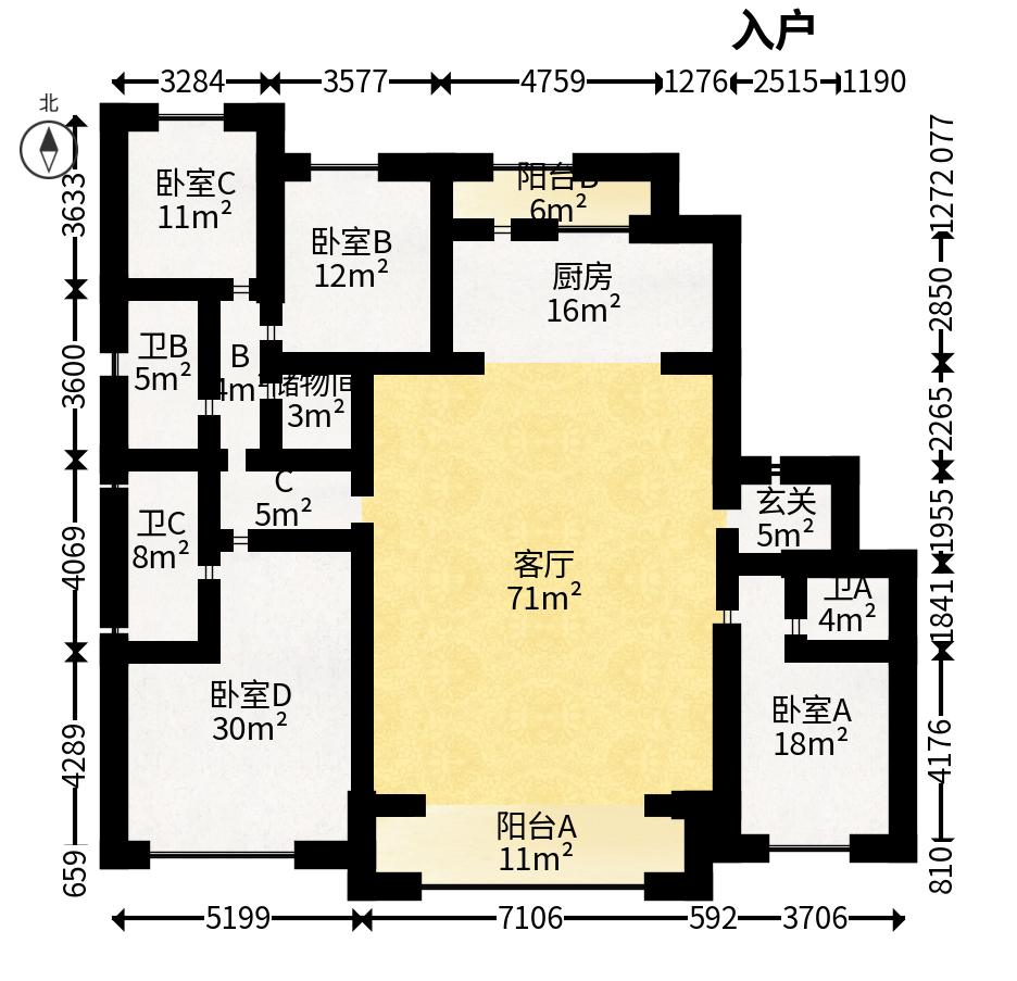 建发养云  4室2厅2卫   570.00万户型图