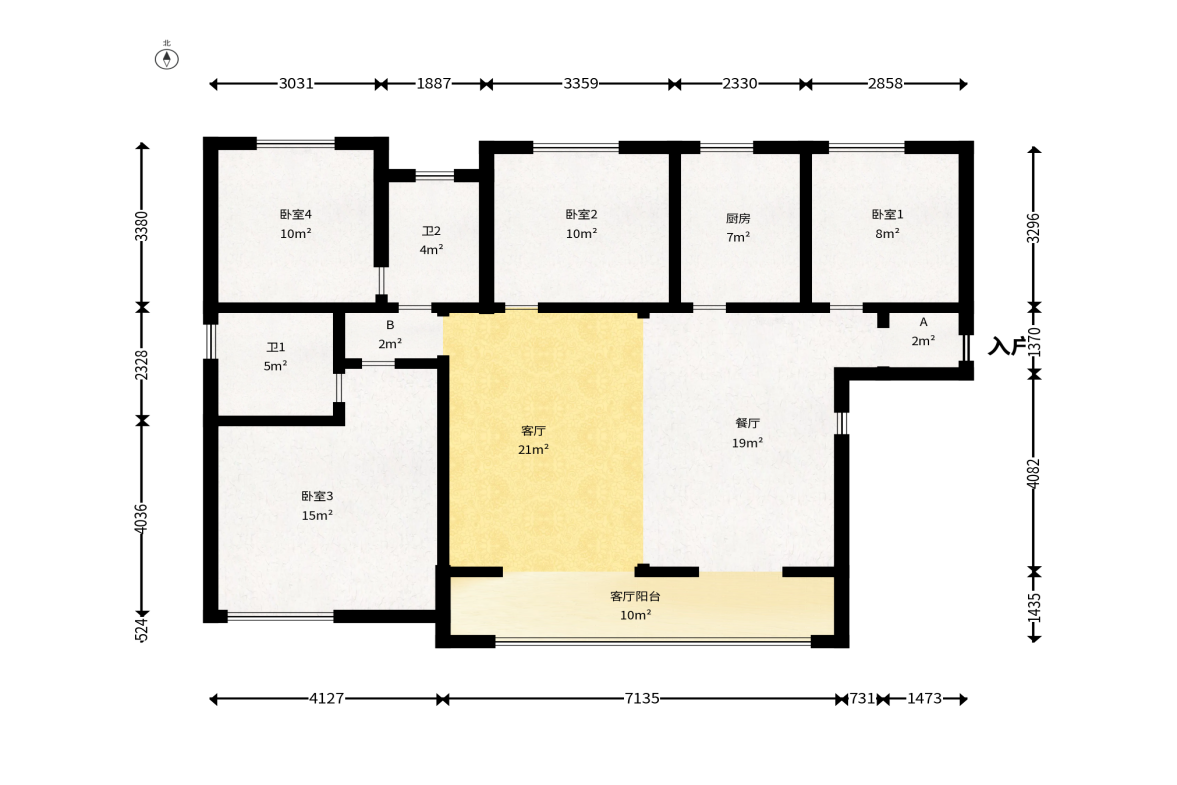 中建钰和城  4室2厅2卫   162.00万户型图