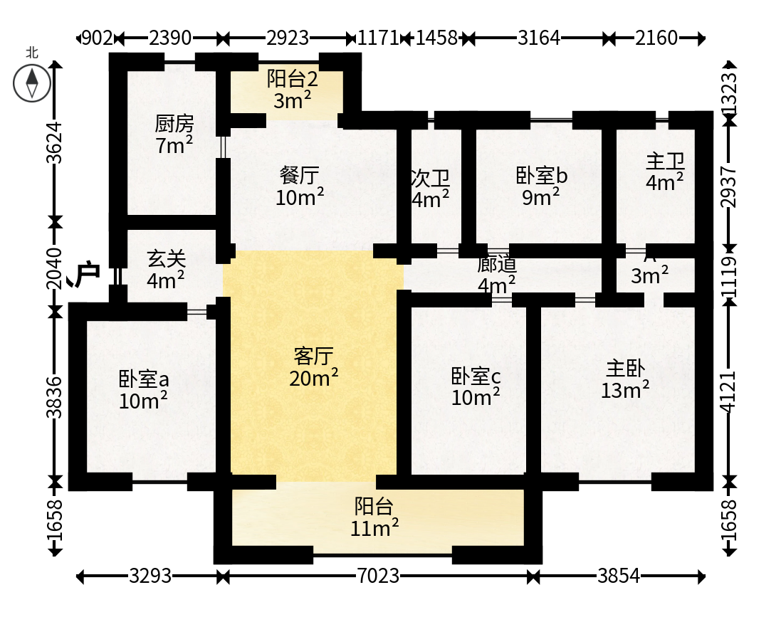 中国铁建湘语梅溪  4室2厅2卫   215.00万户型图