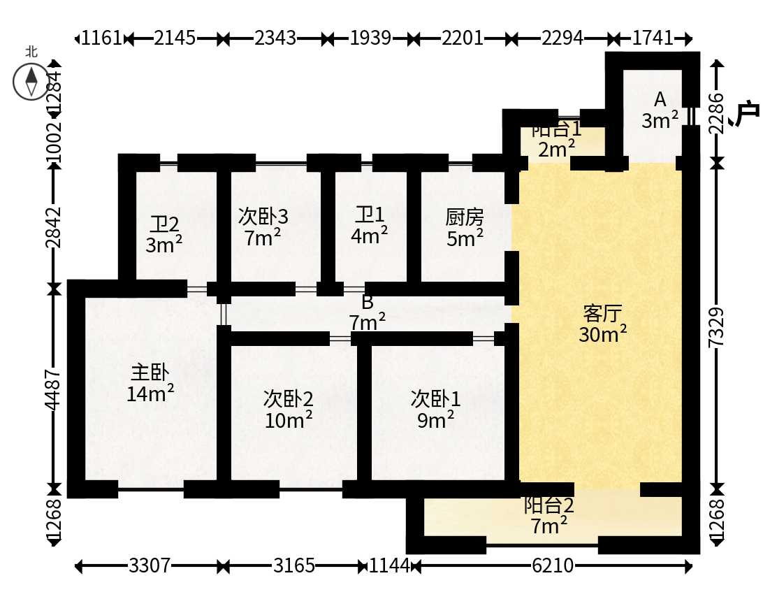 旭辉美的东樾城  4室2厅2卫   138.00万户型图
