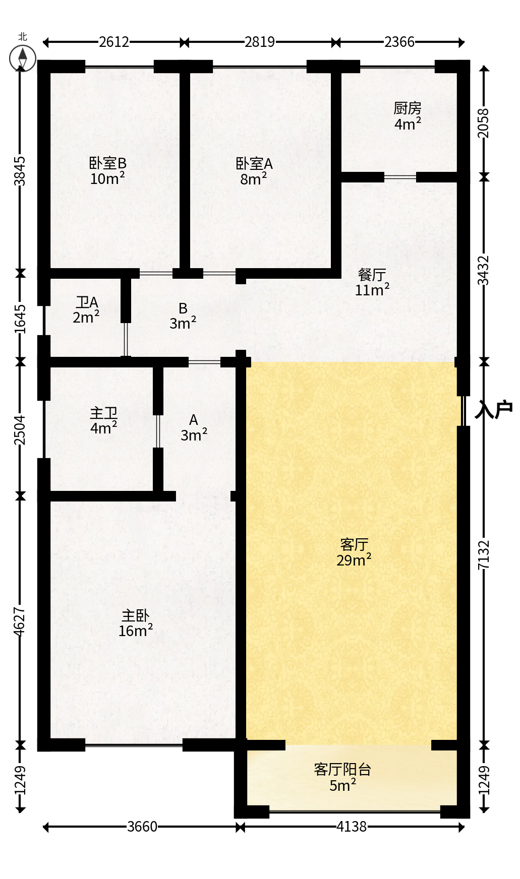 天峰名苑  3室2厅2卫   97.00万户型图