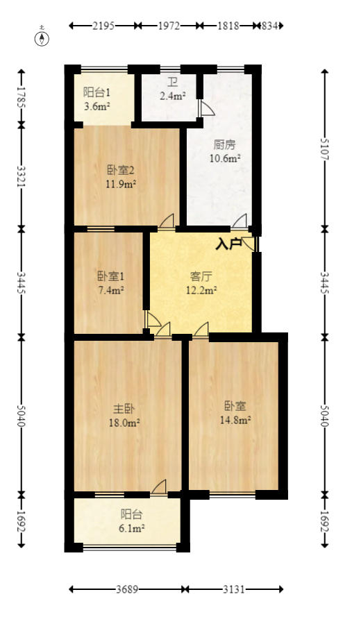 省文联宿舍  3室1厅1卫   69.80万户型图