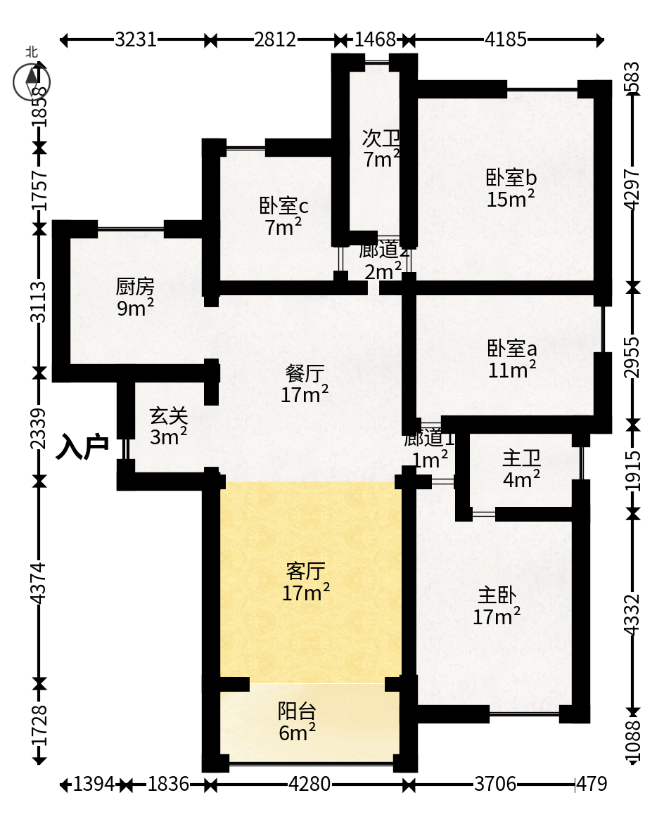 保利麓谷林语F区  3室2厅2卫   140.00万户型图