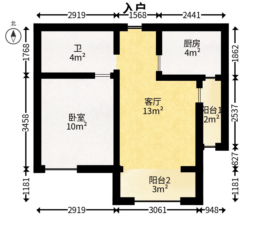 中建信和城  1室1厅1卫   60.00万户型图