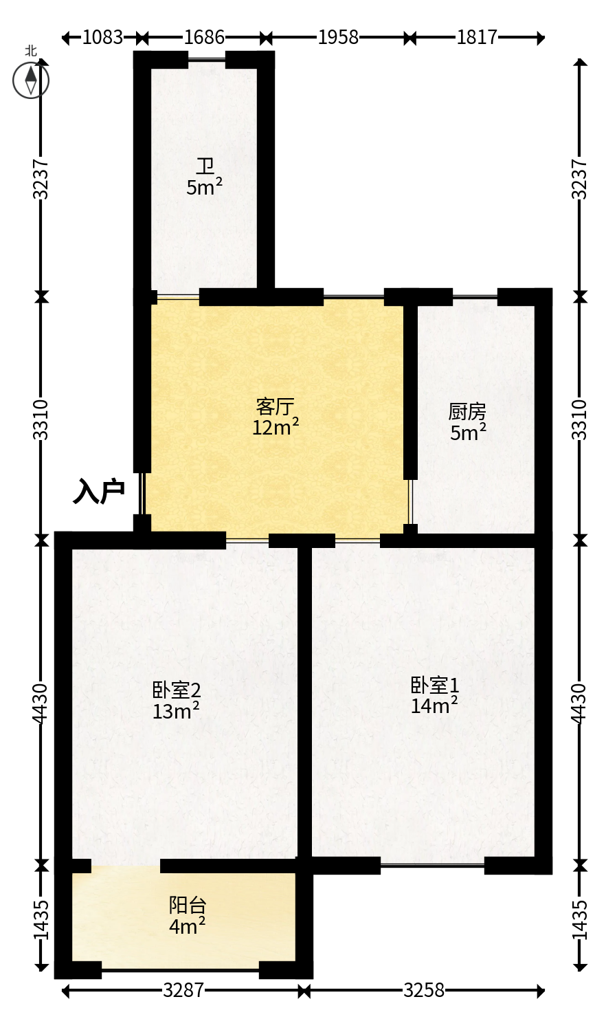 浦沅生活一区  2室1厅1卫   42.00万户型图