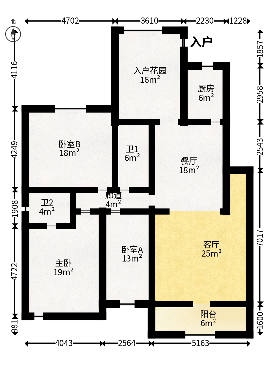 江山帝景雅典  3室2厅2卫   152.00万户型图