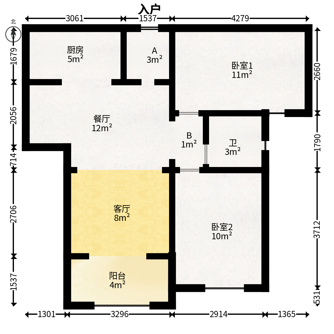 海伦春天  2室2厅1卫   60.00万户型图
