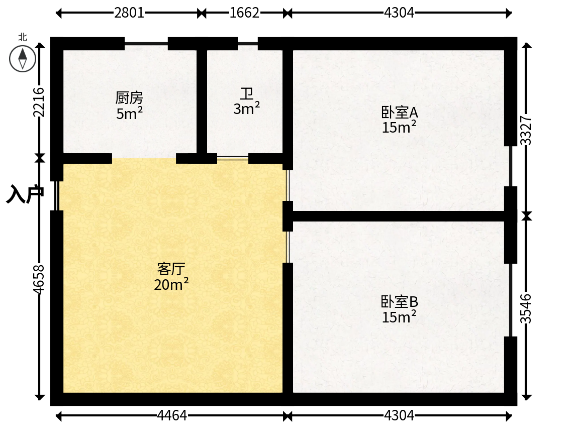 名富公寓  1室1厅1卫   55.00万户型图