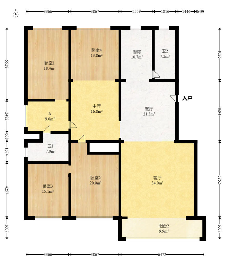 腾达家园（市交通局职工宿舍）  5室3厅2卫    210.0万户型图